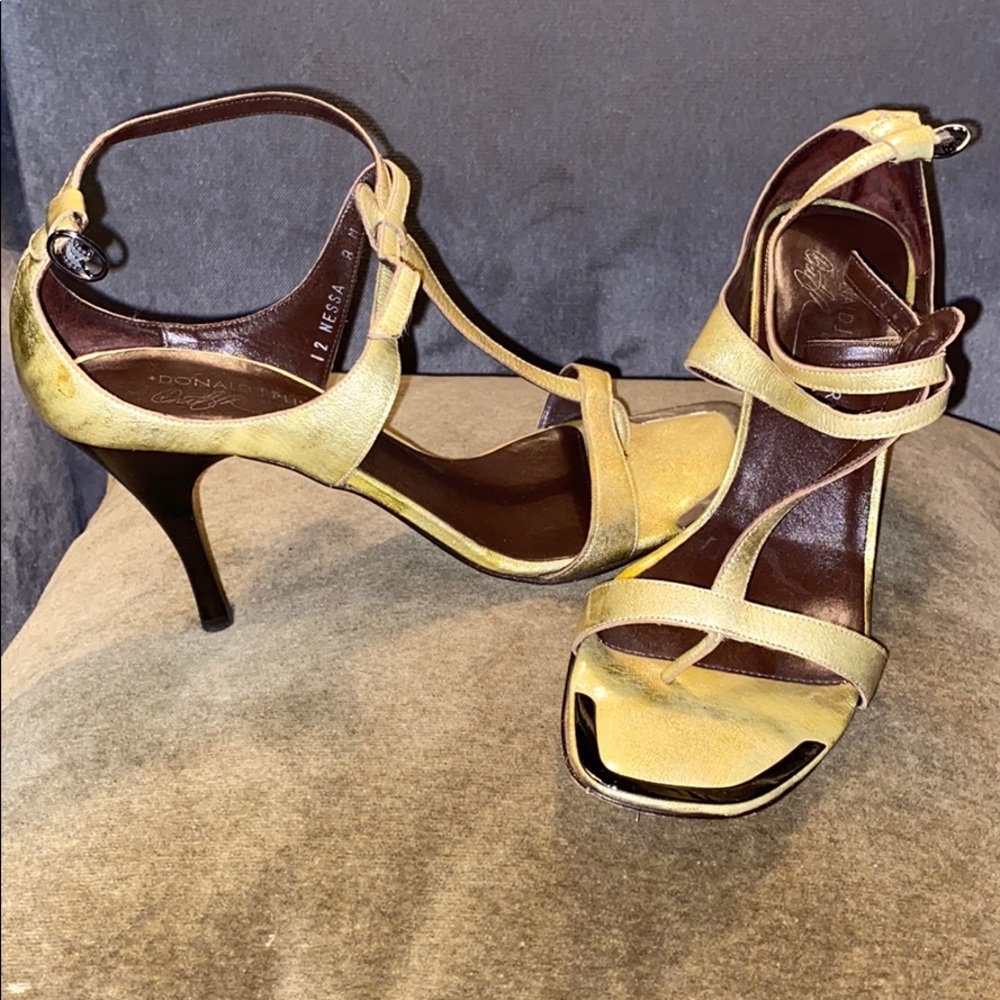 Gold Donald J Pliner strappy heels